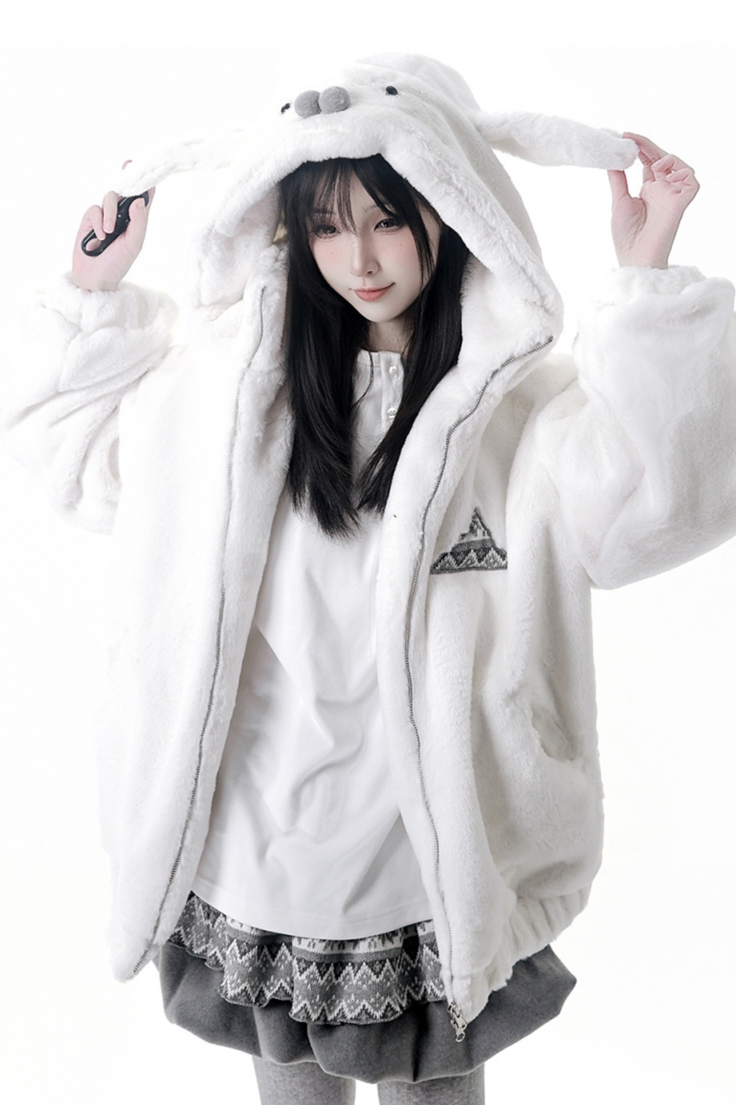 ファーベルベットコート+トップス+パンツ+スカート