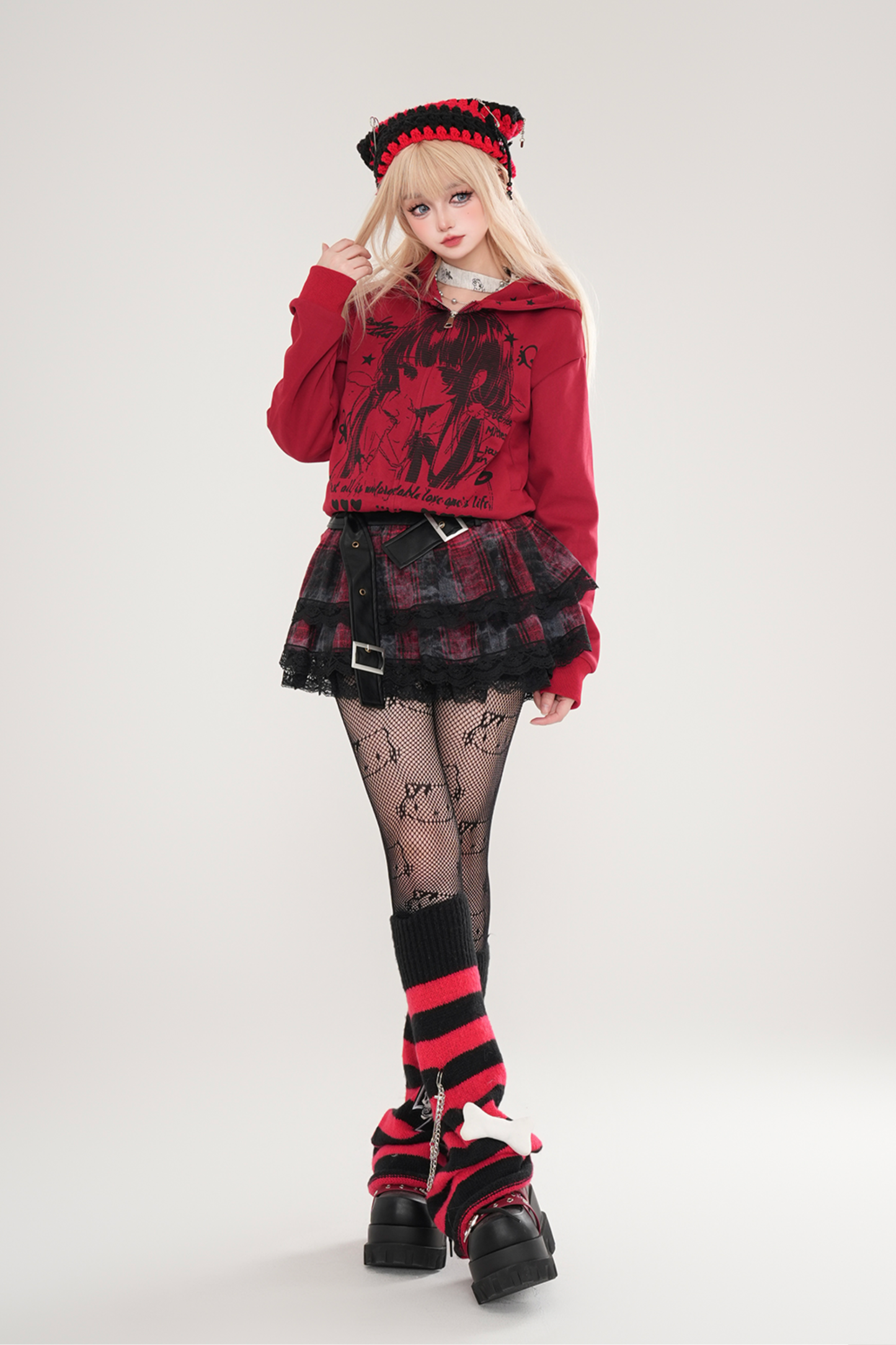 アニメデザインフードショートパーカー