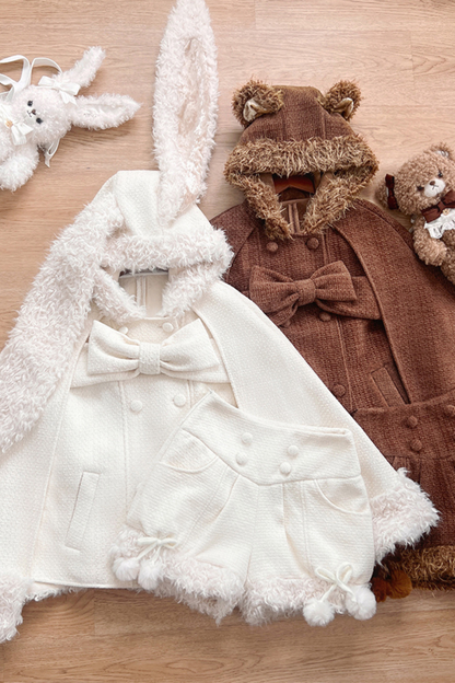 アニマルツイードコート＋ボアショートパンツ