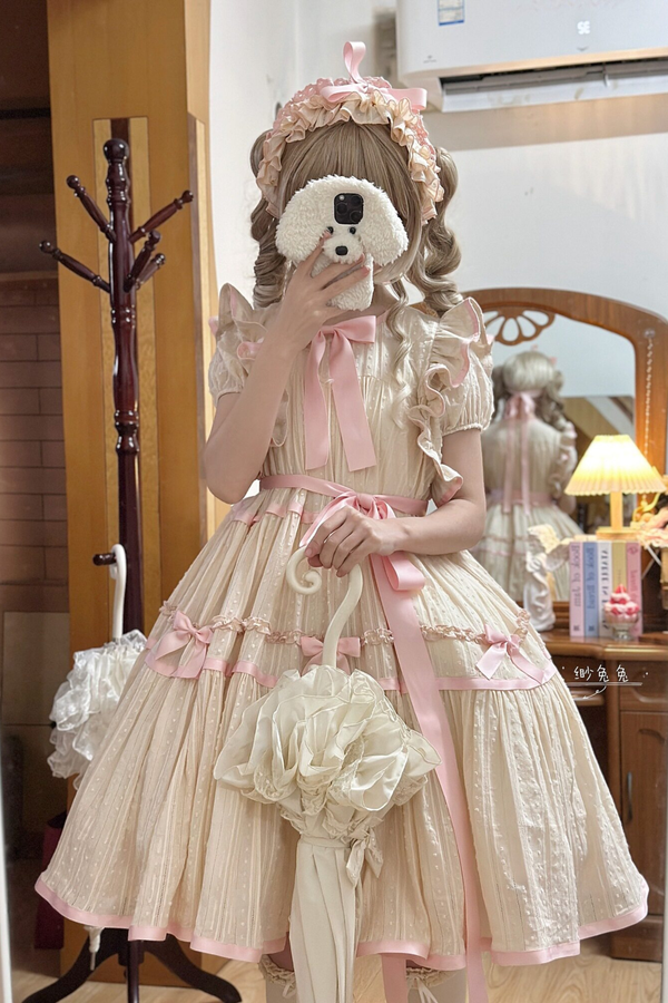 ミルクジャカードロリータドレス