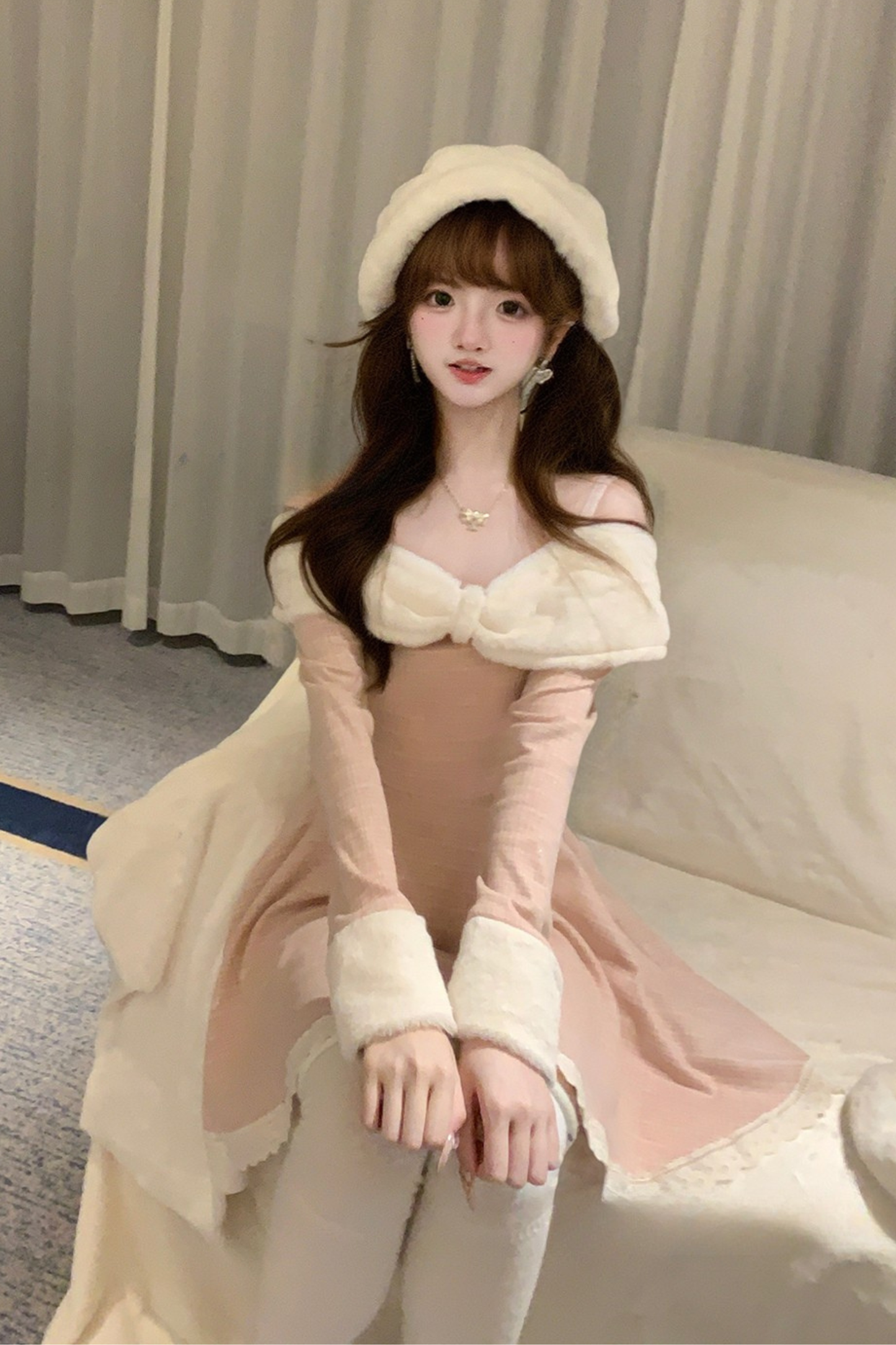 キュートスイートオフショルダーワンピース