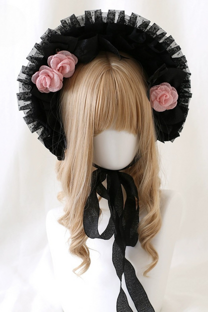 Rose Frill Lolita Bonnet