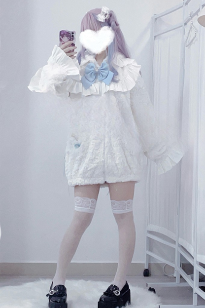 Bunny Hooded Boa Coat