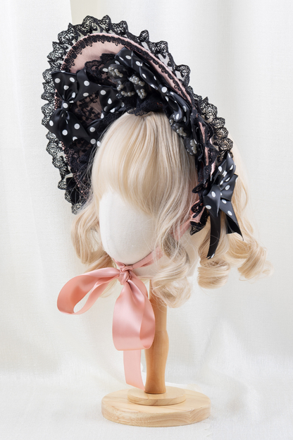 フリルリボンボンネット+ヘアバンド