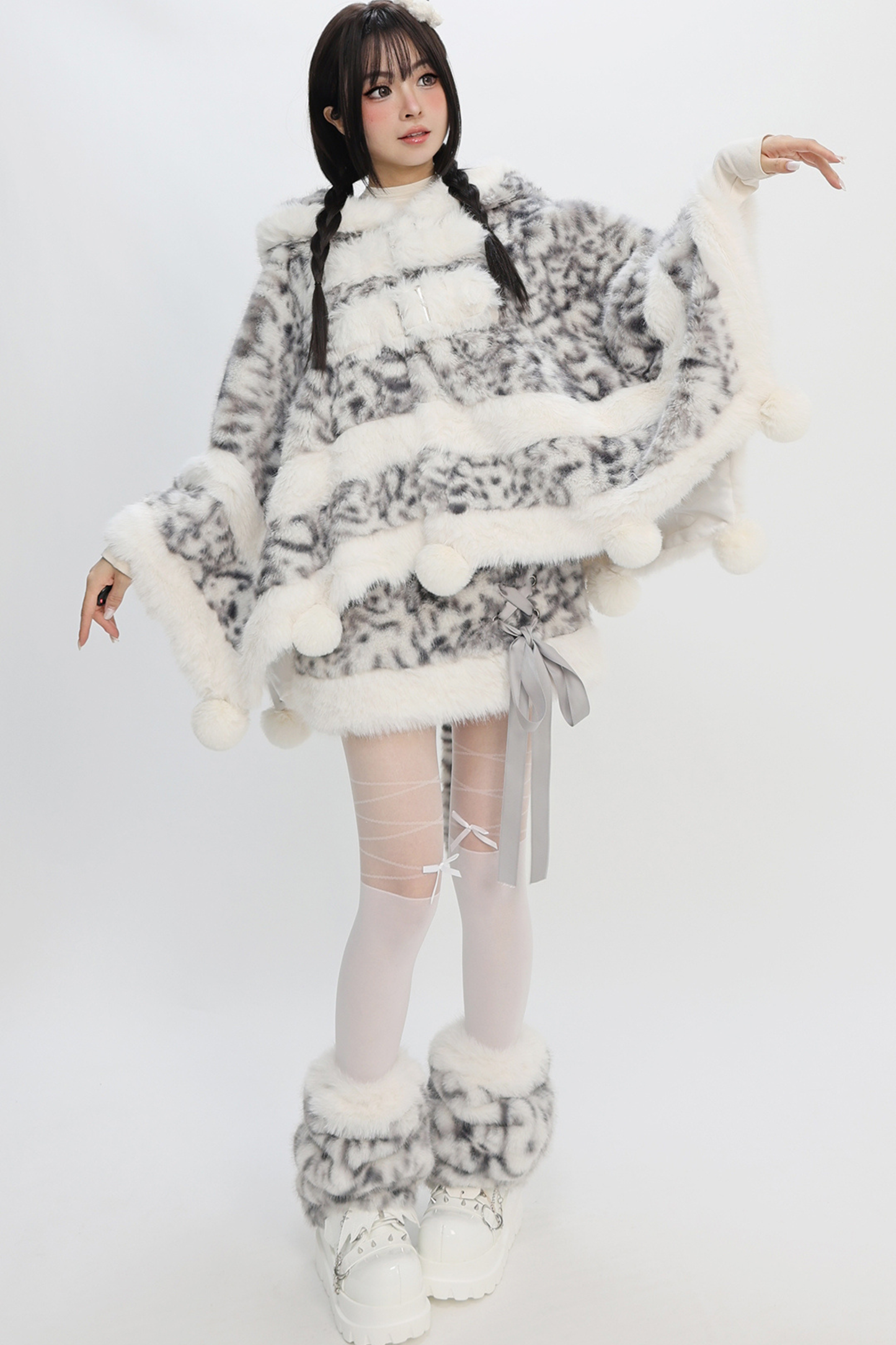 Tabby leopard print top + skirt + leg covers