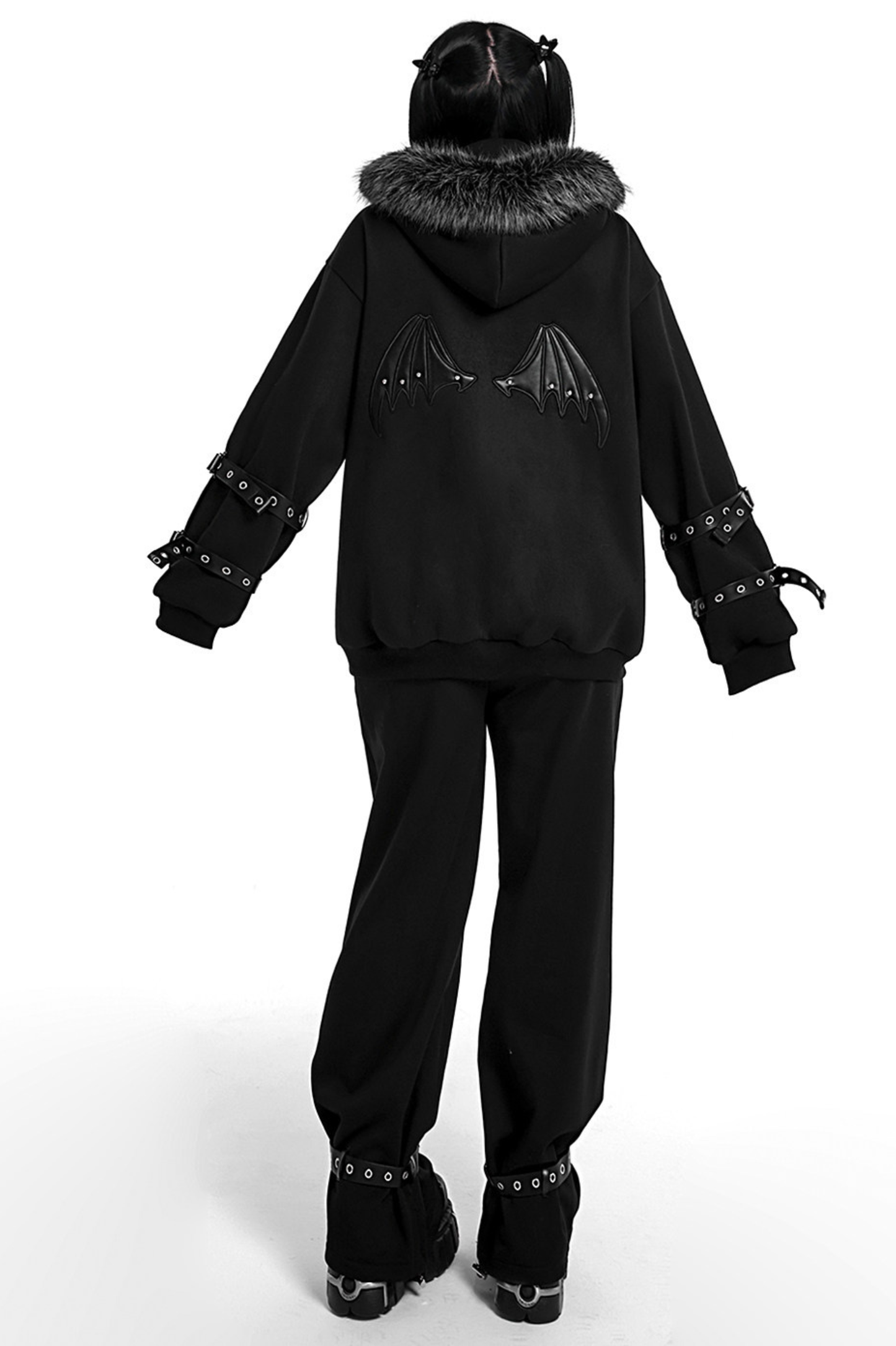 ゴシックリトルデビルポイントレザーフードパーカー