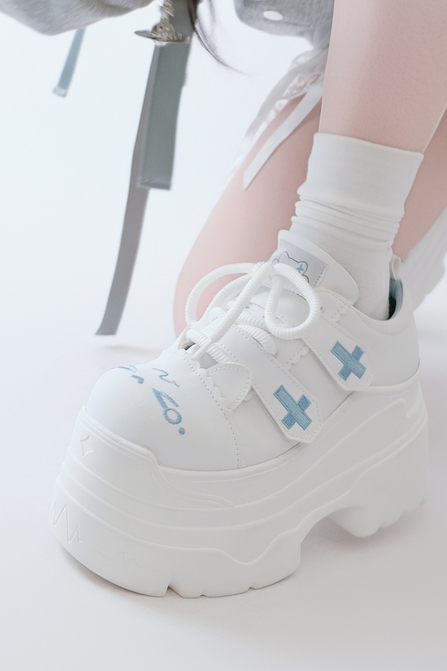 [Angel Neighborhood👼] Subculture cross thick-soled shoes