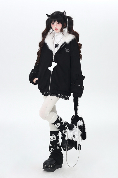 Cat Ear Hood Fur Jacket
