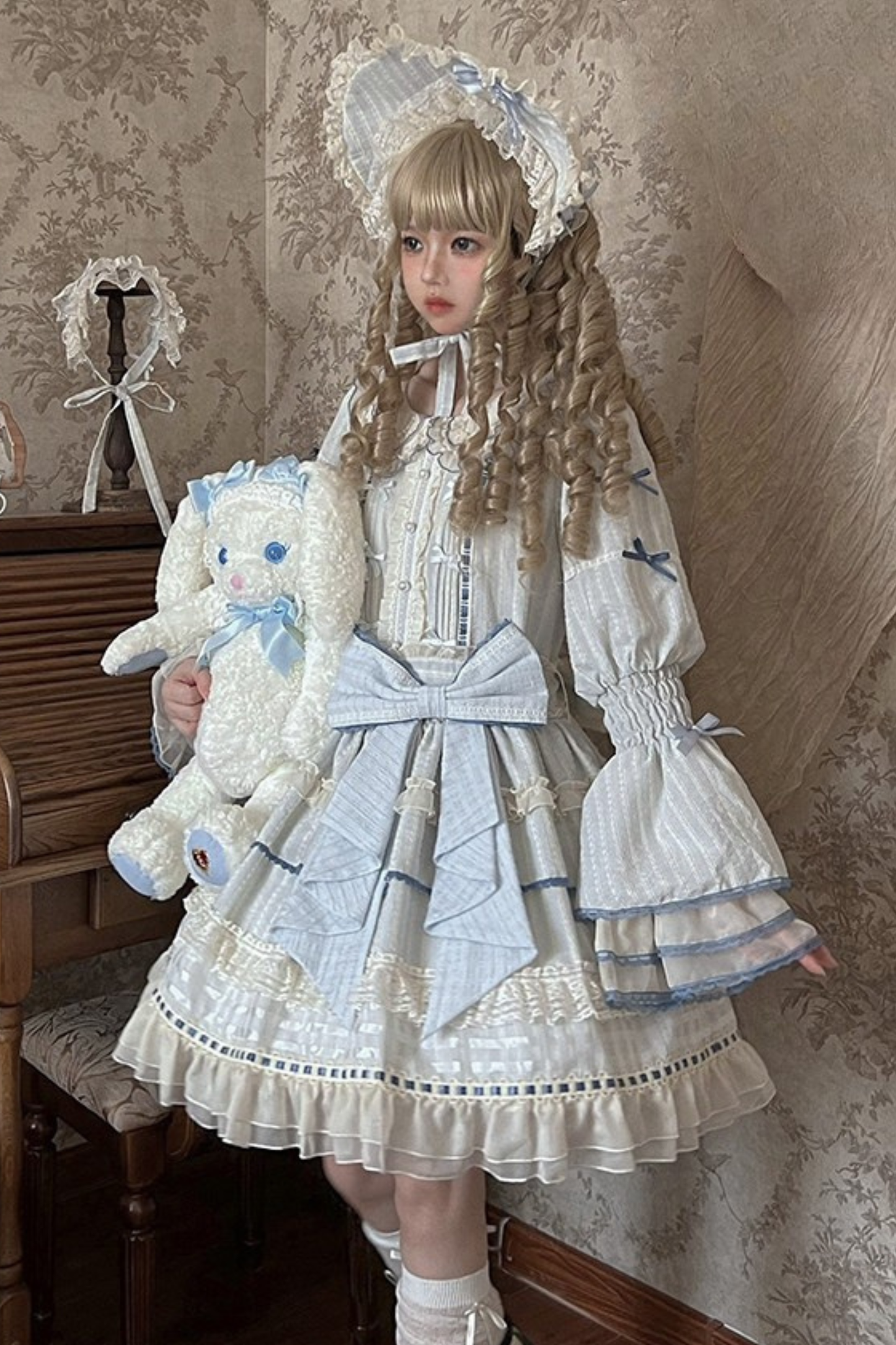 アクアドールロリータドレス+ヘアバンド+リボン