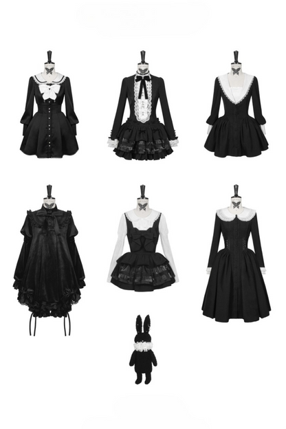 [Reservation Deadline: March 4] Dark Gothic Lace Sailor Color Cross Ribbon Dress