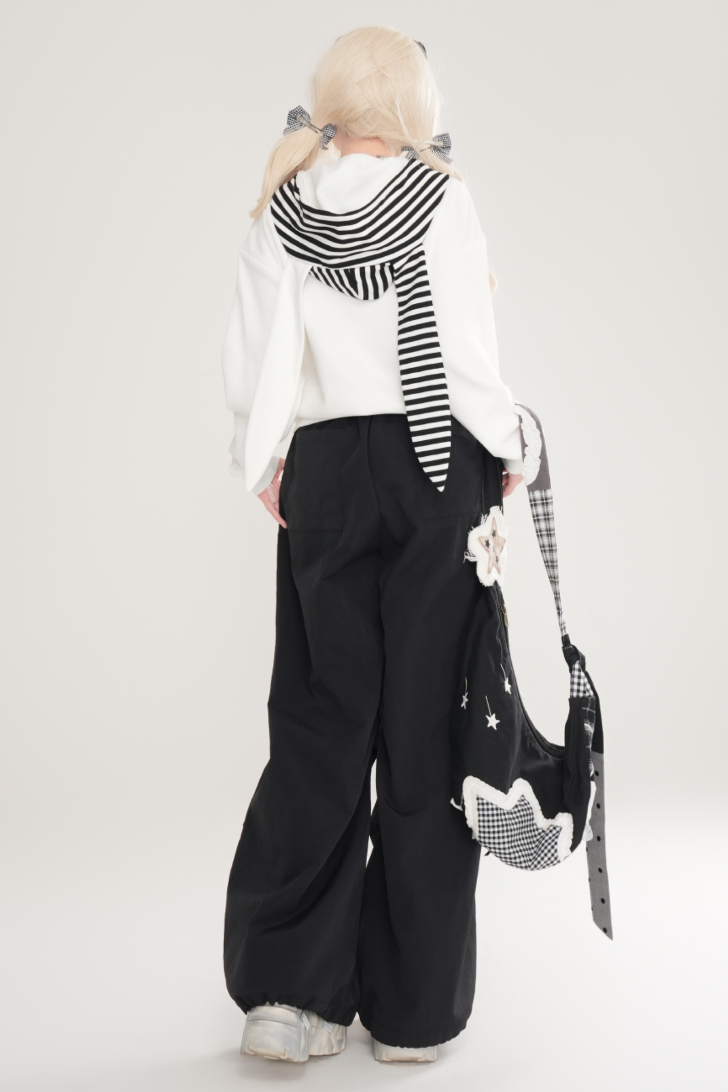 Y2K Rabbit Ear Striped Hooded Hoodie