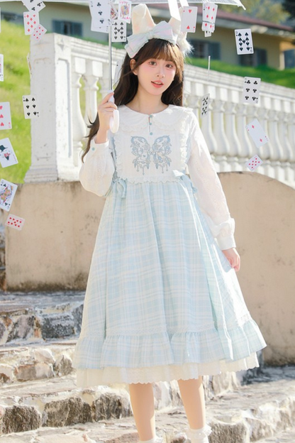 French Check Butterfly Dress