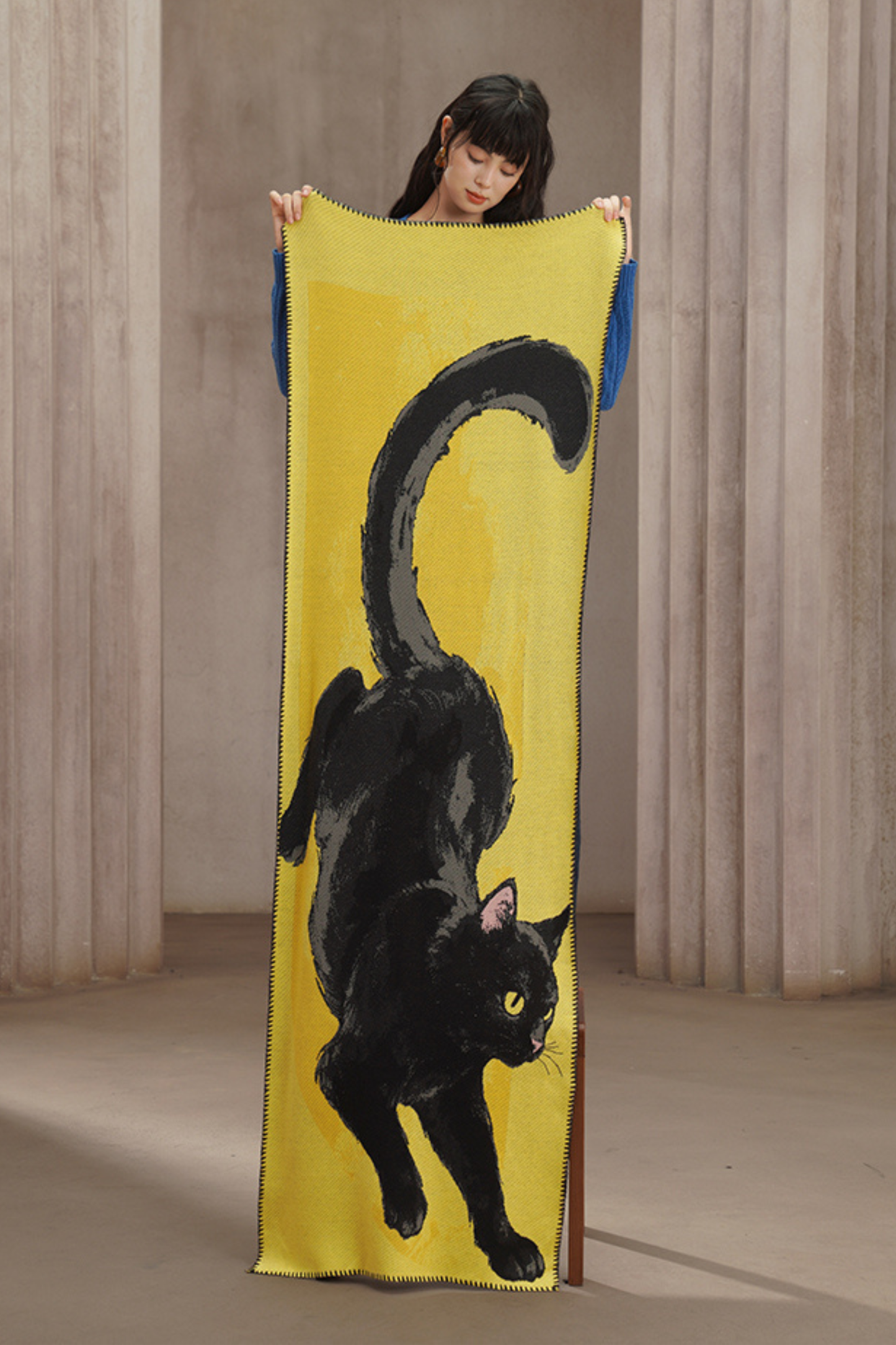 黒猫ビッグニットマフラー