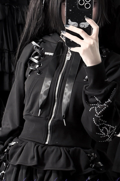 Dark Hooded Jacket + Skirt