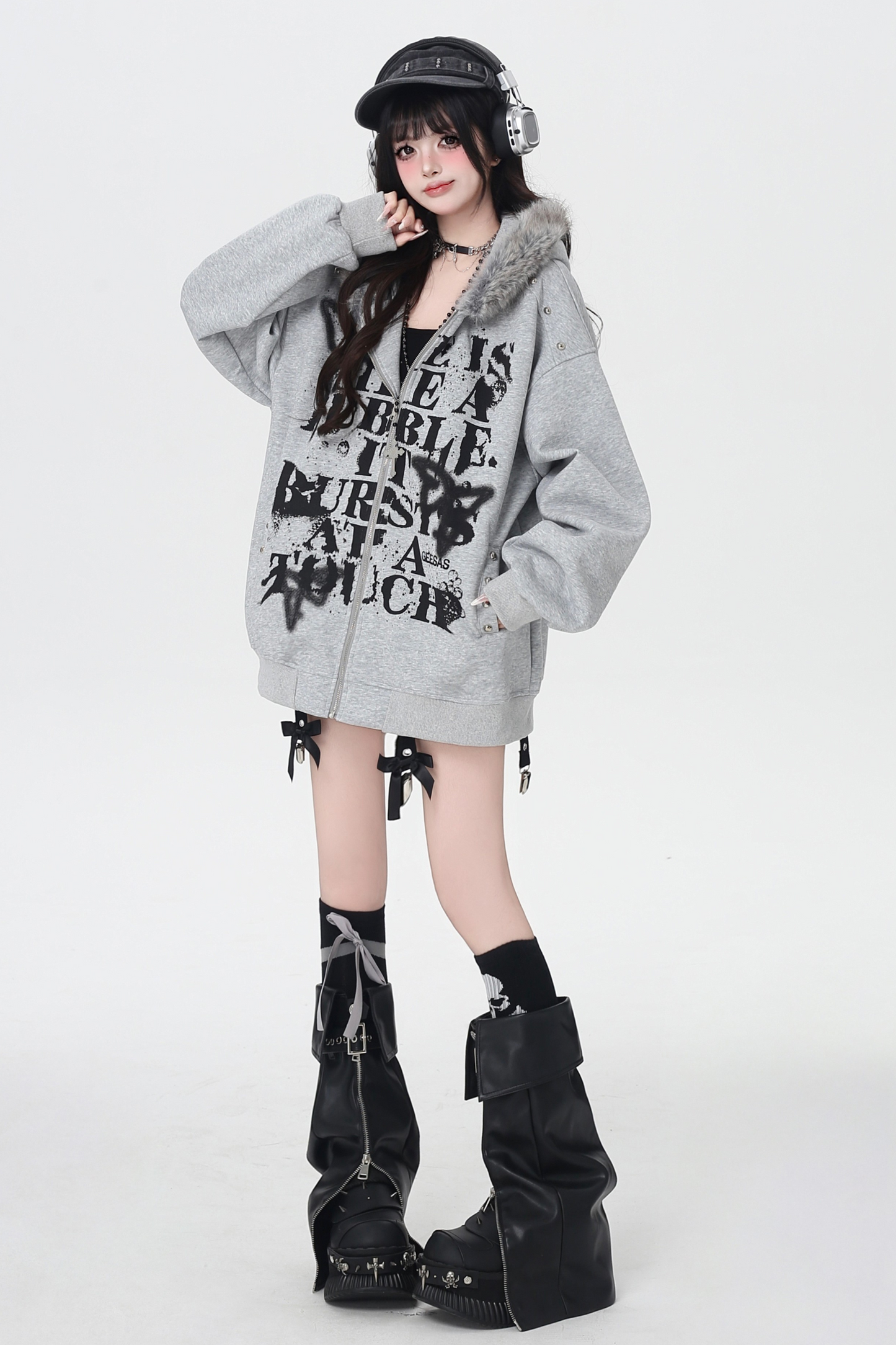 アメリカンレトロレターストリートファーフードパーカー