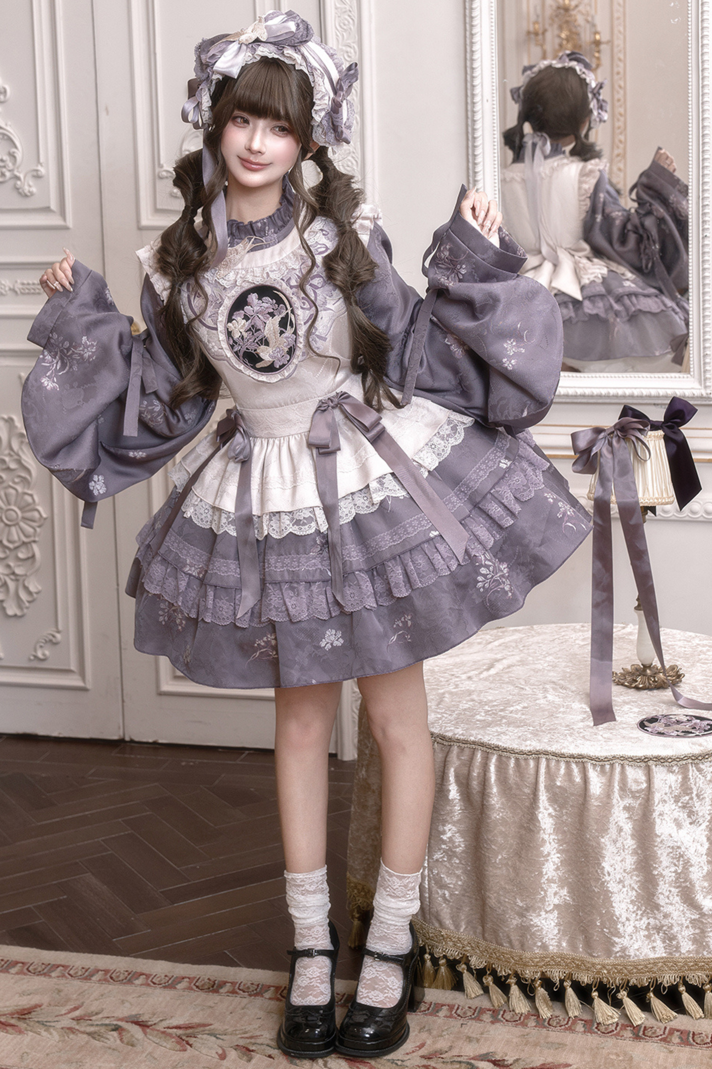 チャイナフリルドレス+ベスト+ヘアバンド