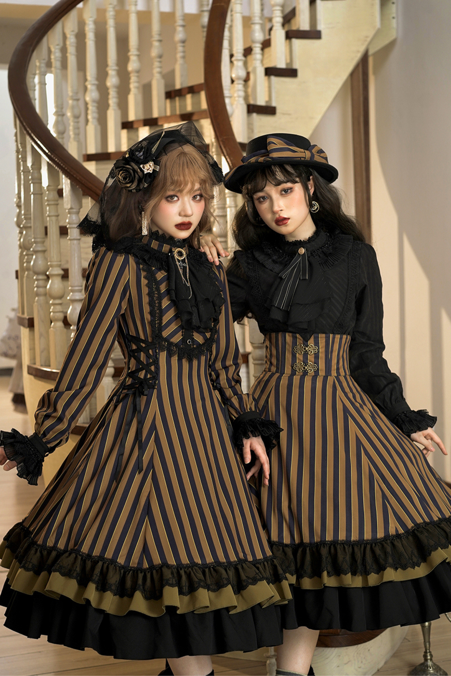 Retro Striped Elegant Gothic Lolita Dress