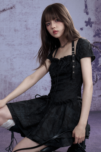 Via Peplum Neck Dress