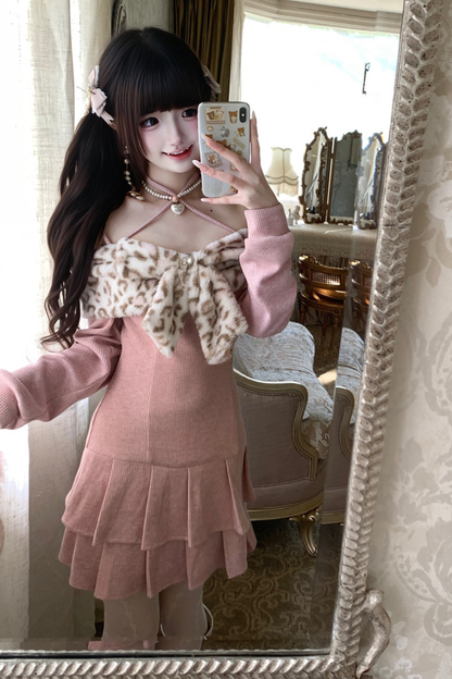 レオパードスイートオフショルダードレス