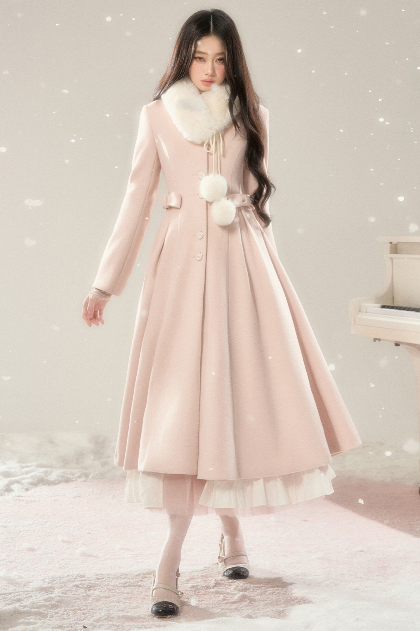 ビューティーウエストマークロングウールコート