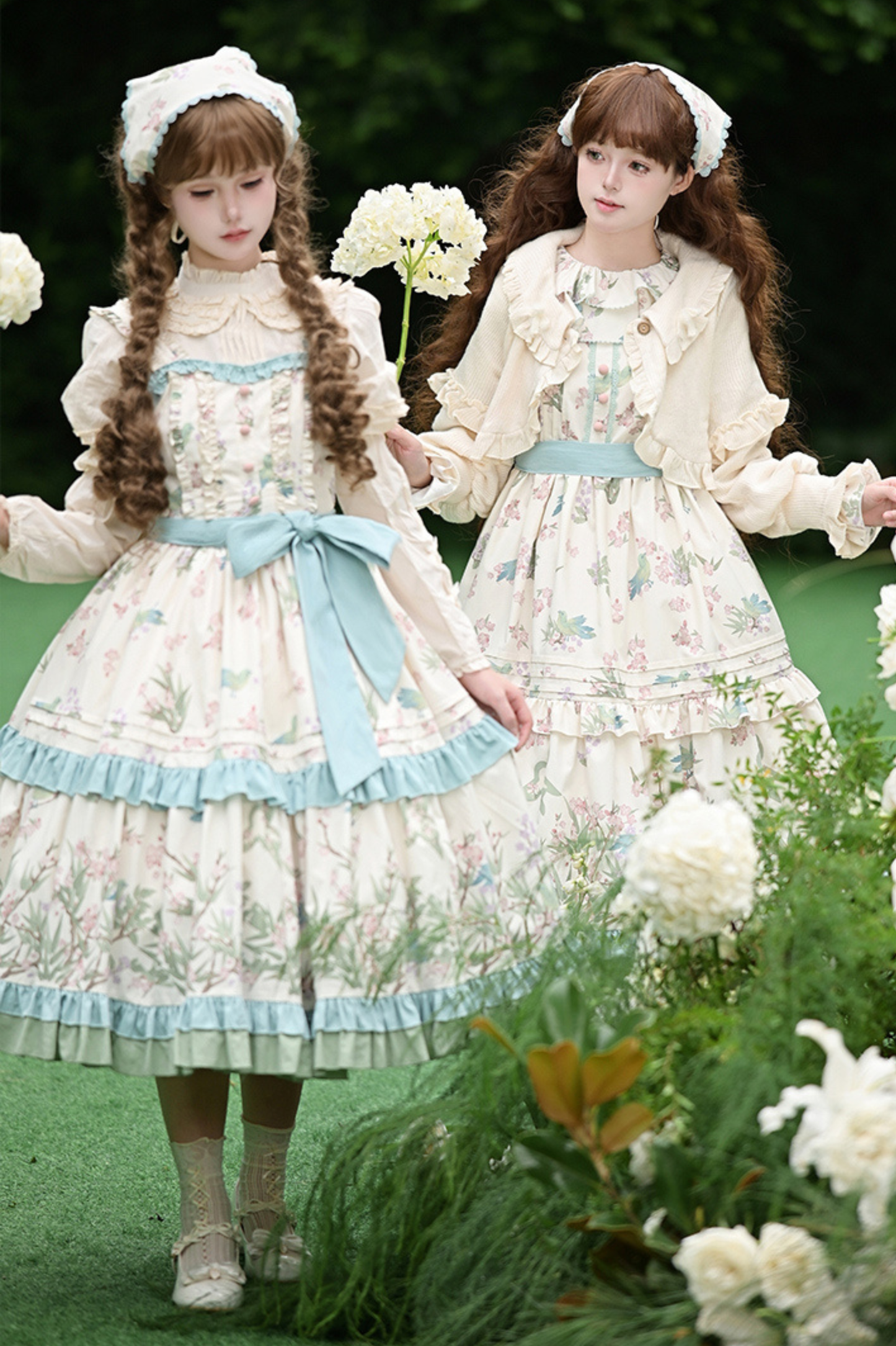 【予約商品】フォレストフラワードレス+サスペンダースカート+ブラウス+カーディガン+スカーフ