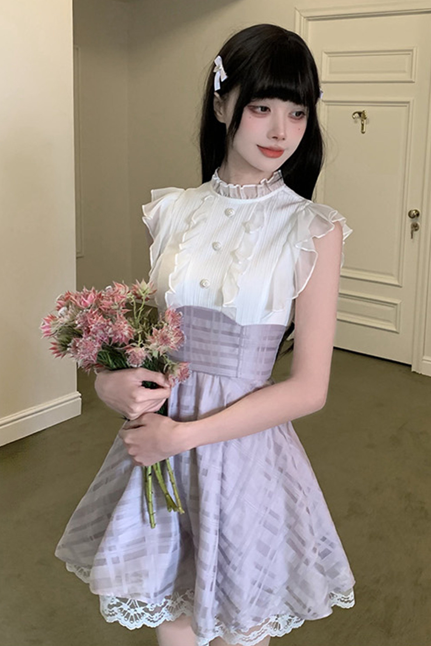 Elegant Ribbon Long Sleeve Dress