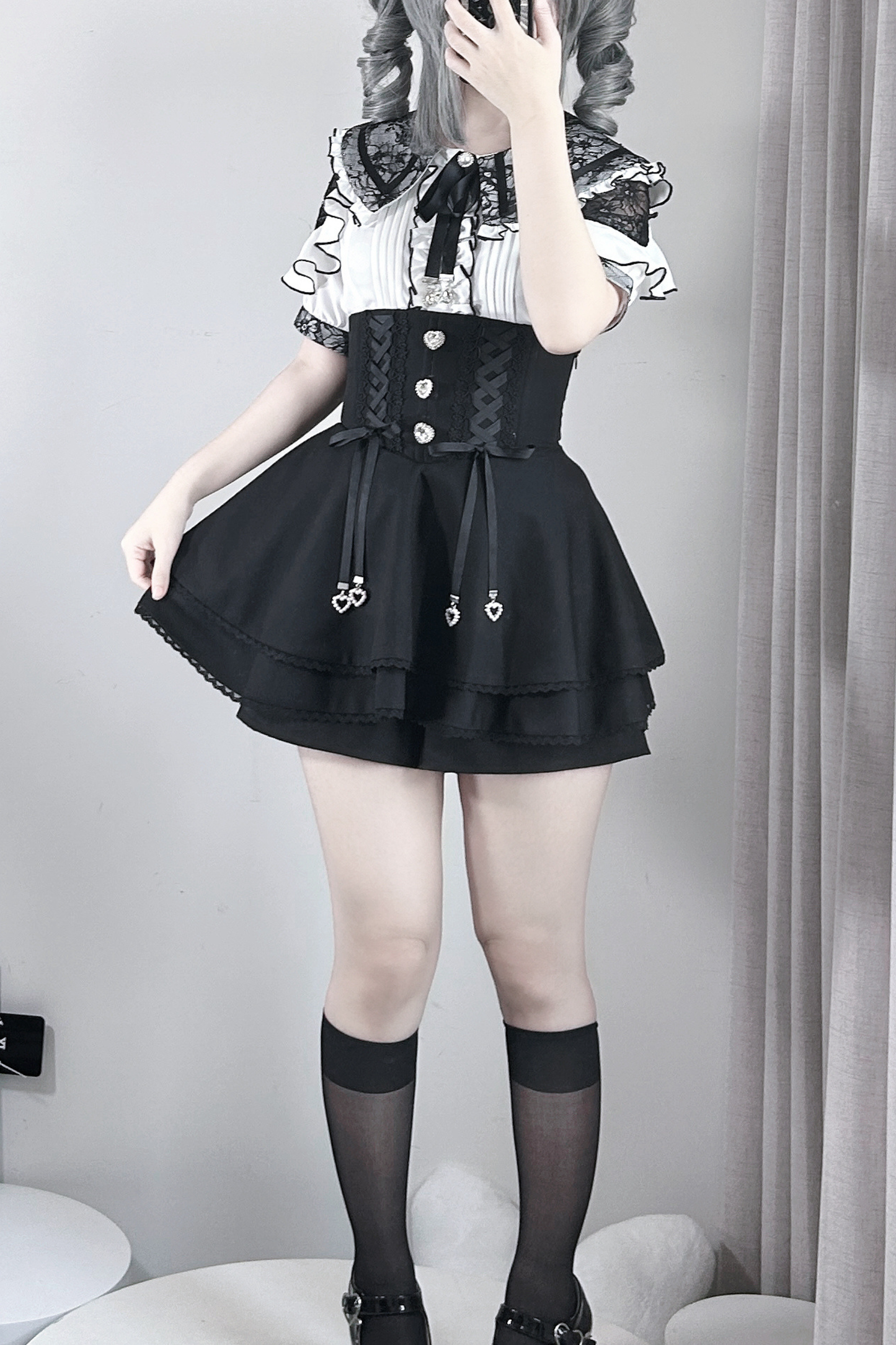 レースアップハイスエストパンツ