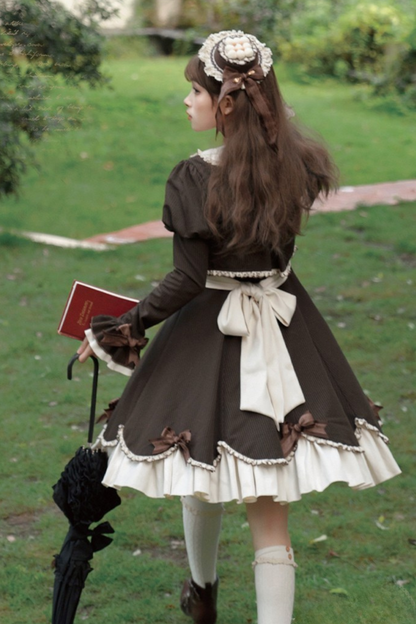 Hazelnut Chocolate Faux Two-piece Dress + Cake Hat