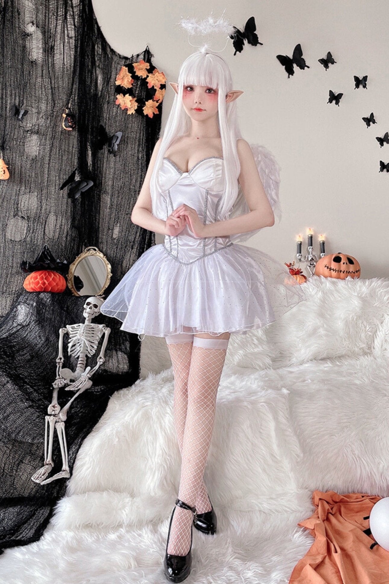 White Angel Ghost Bride Witch Dress Set