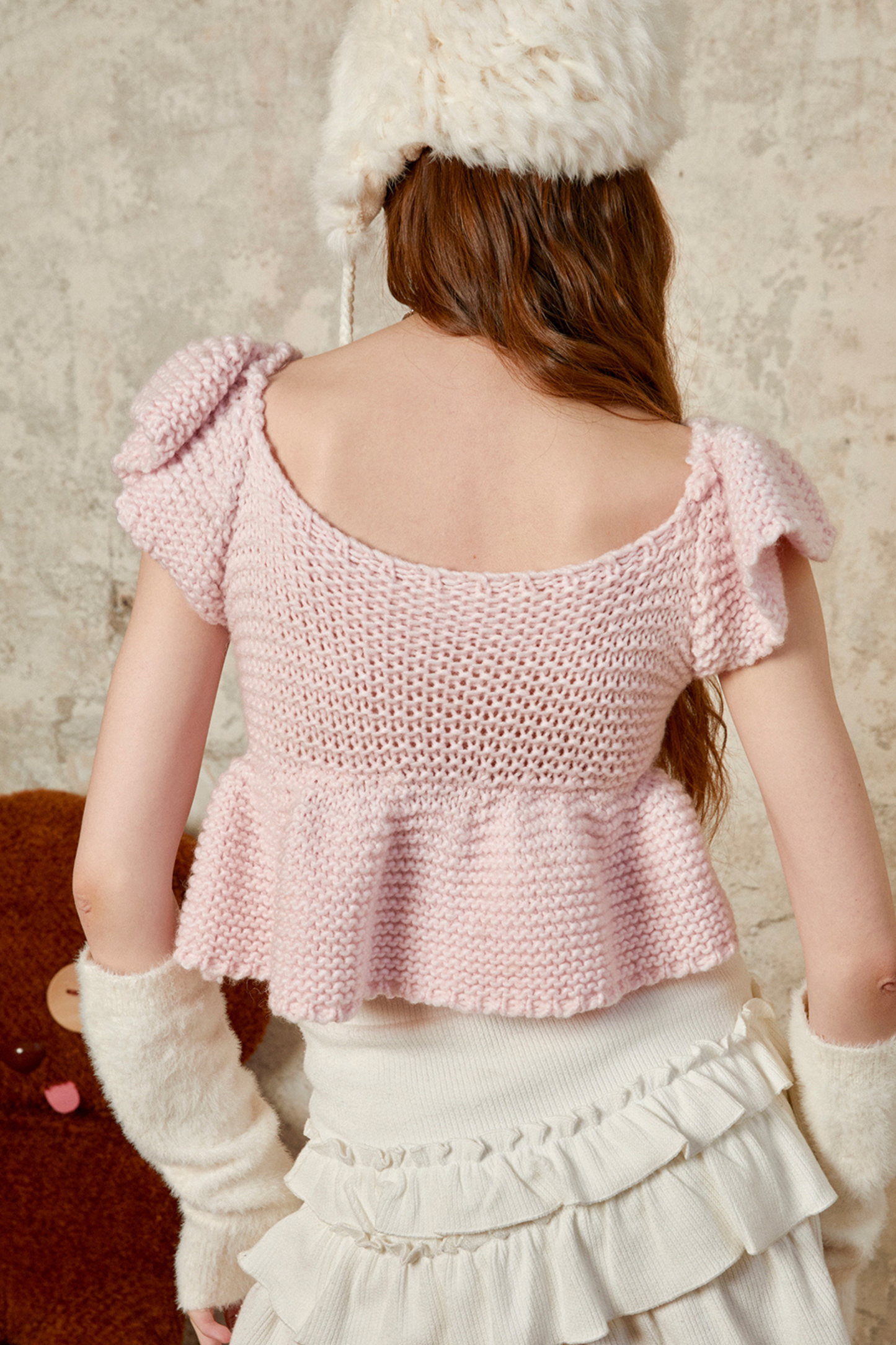 Strawberry Fleece Sheer Ribbon Tops