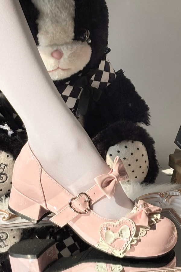 リボンムースケーキラウンドトゥロリータシューズ