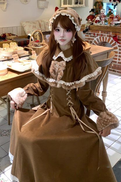 レオパードレースアップロングドレス