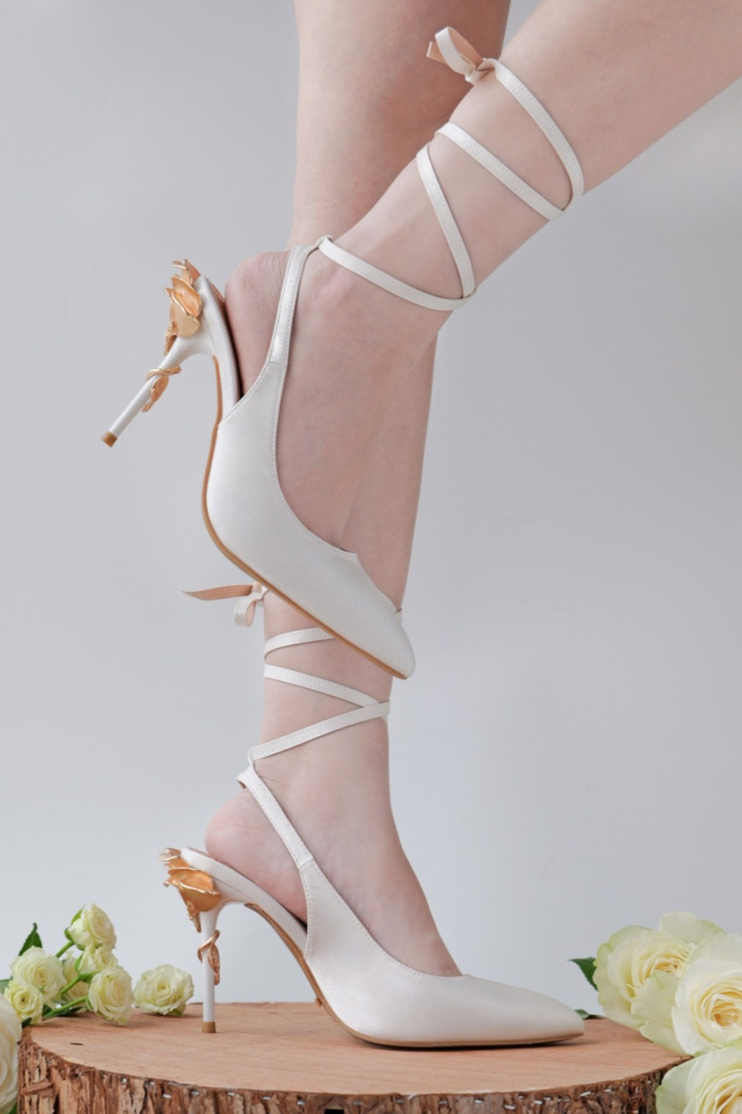 ローズヒールレザーストラップバックヒール