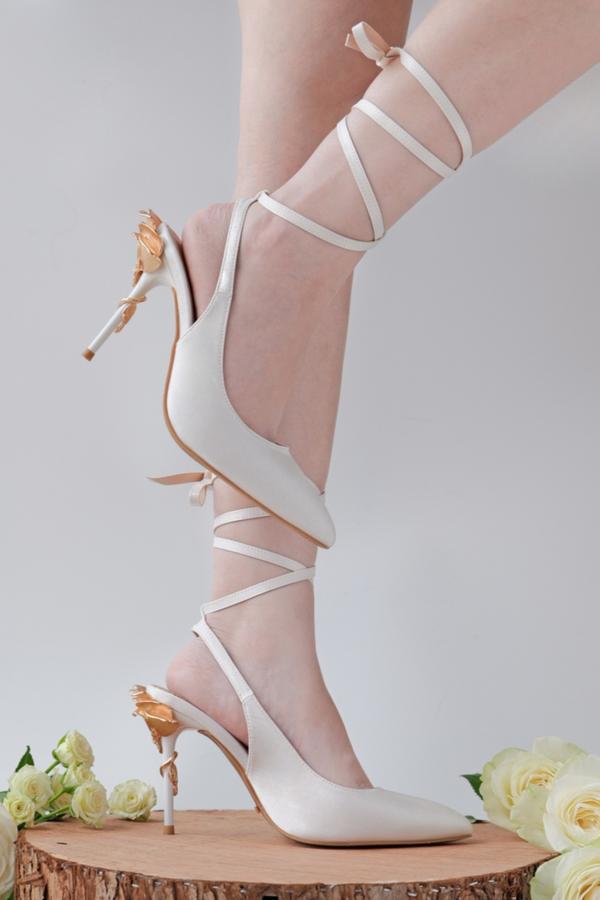 Rose Heel Leather Strap Back Heel