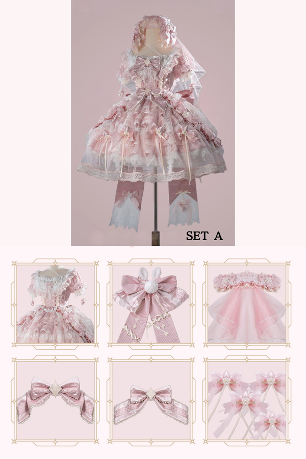 【2月26日予約締切】ラビングスノーピンクロリータロマンティックドレス＋フルセットA/B