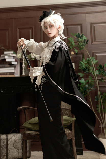 モノクロ皇子トップス+コルセット+パンツ