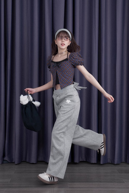 バッグリボンスウェットルーズパンツ