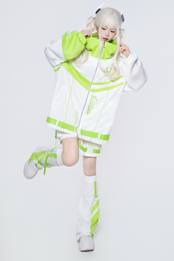 サイバーサブカルジャージジャケット+ショートパンツ+レッグカバー