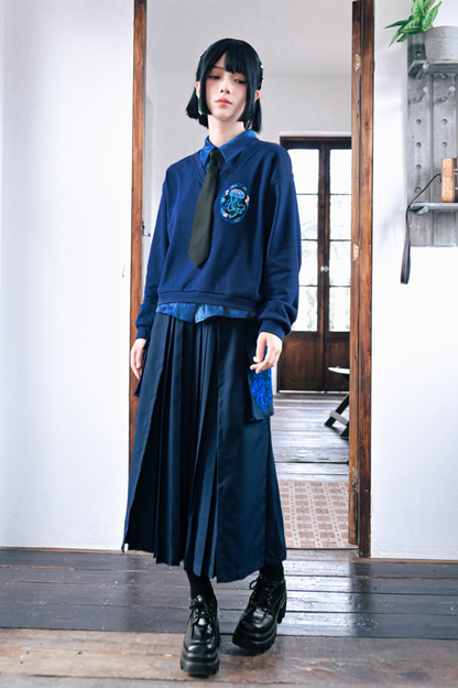 Faux Two-piece College Tops