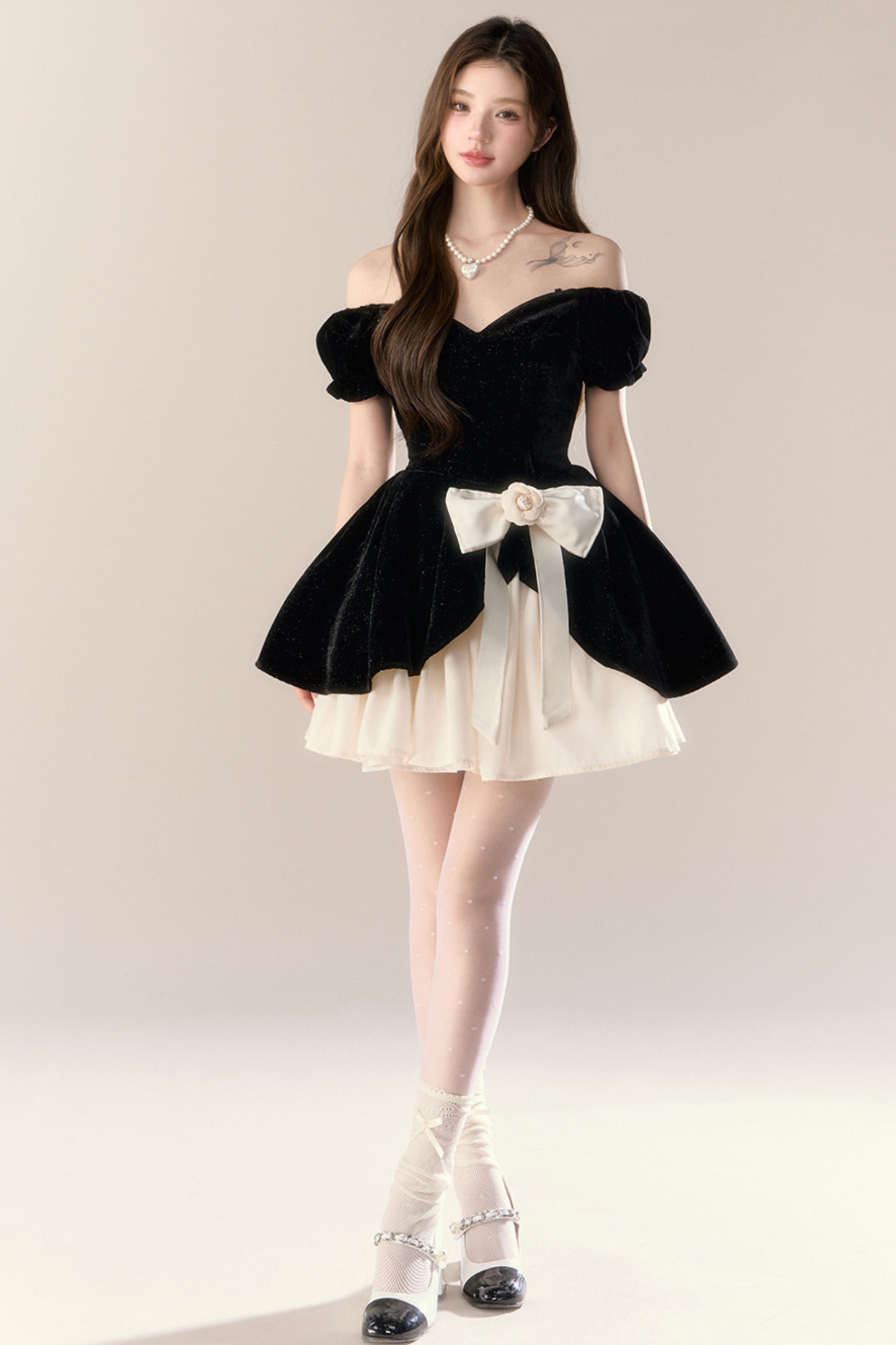 ベルベットシックガーリーフレンチバンケットドレス