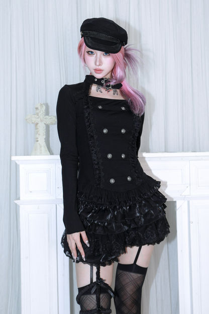 ホルターネックダブルブレストトップス