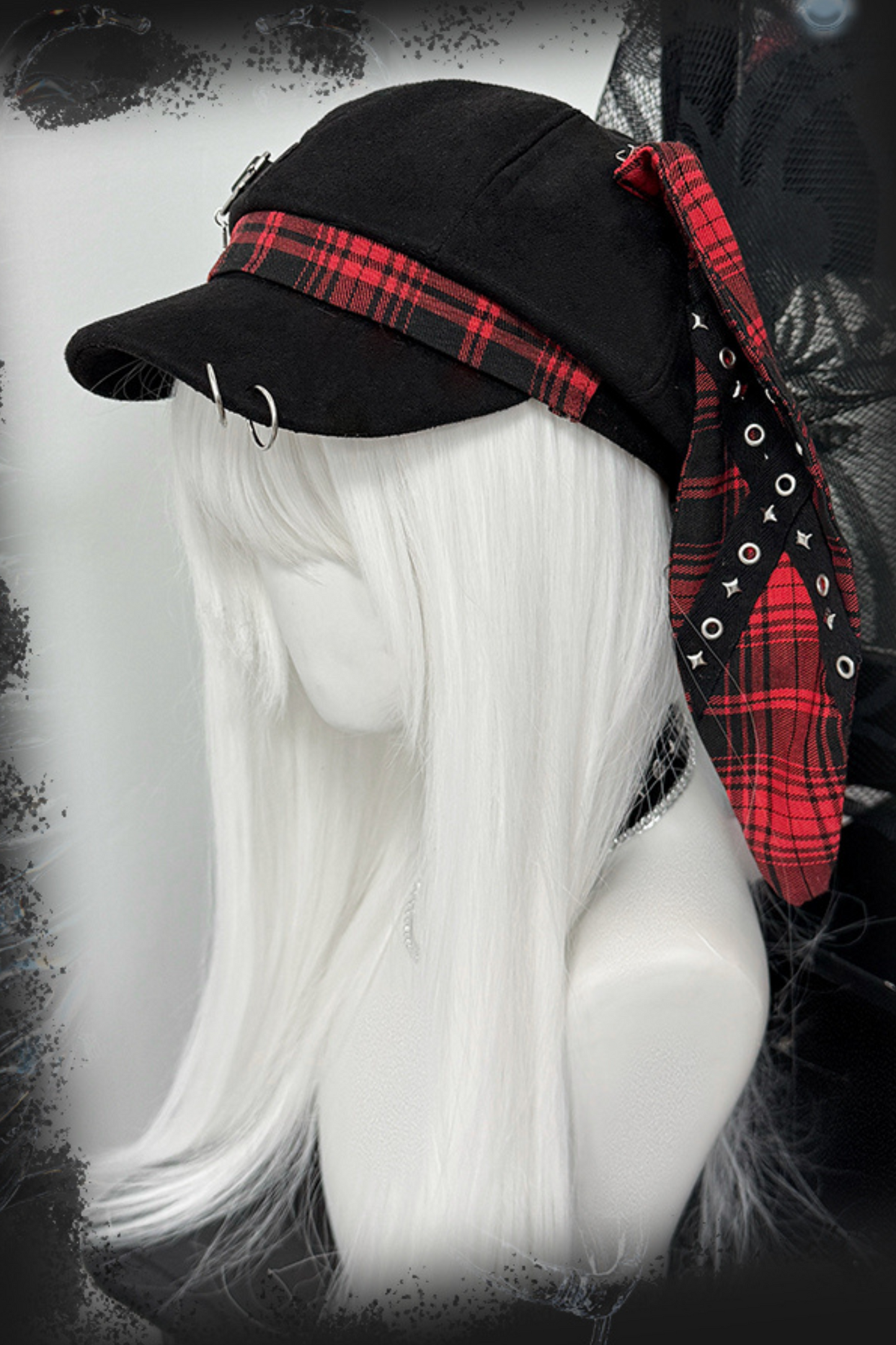 チェックうさ耳サブカルチャー帽子