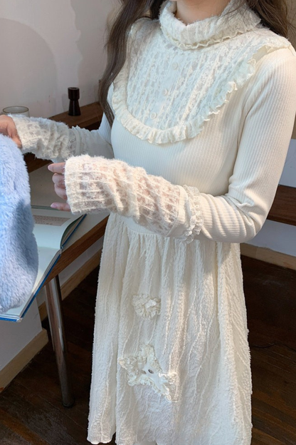 レースパッチワークエーラインドレス