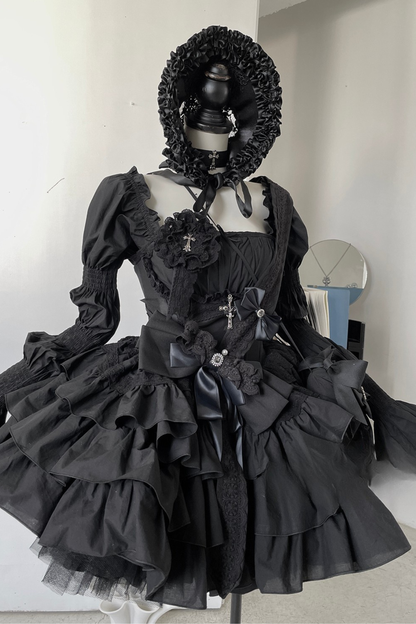 シフォンゴシックバッスルフリルドレスセット