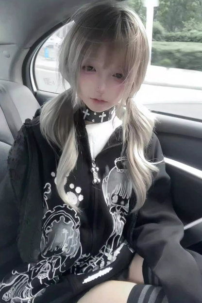 レースフードメディカルガールイラストパーカー