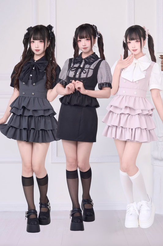 [Pre-order] Lace Ribbon Shirt + Sass Dress 2WAY Sweet & Spicy