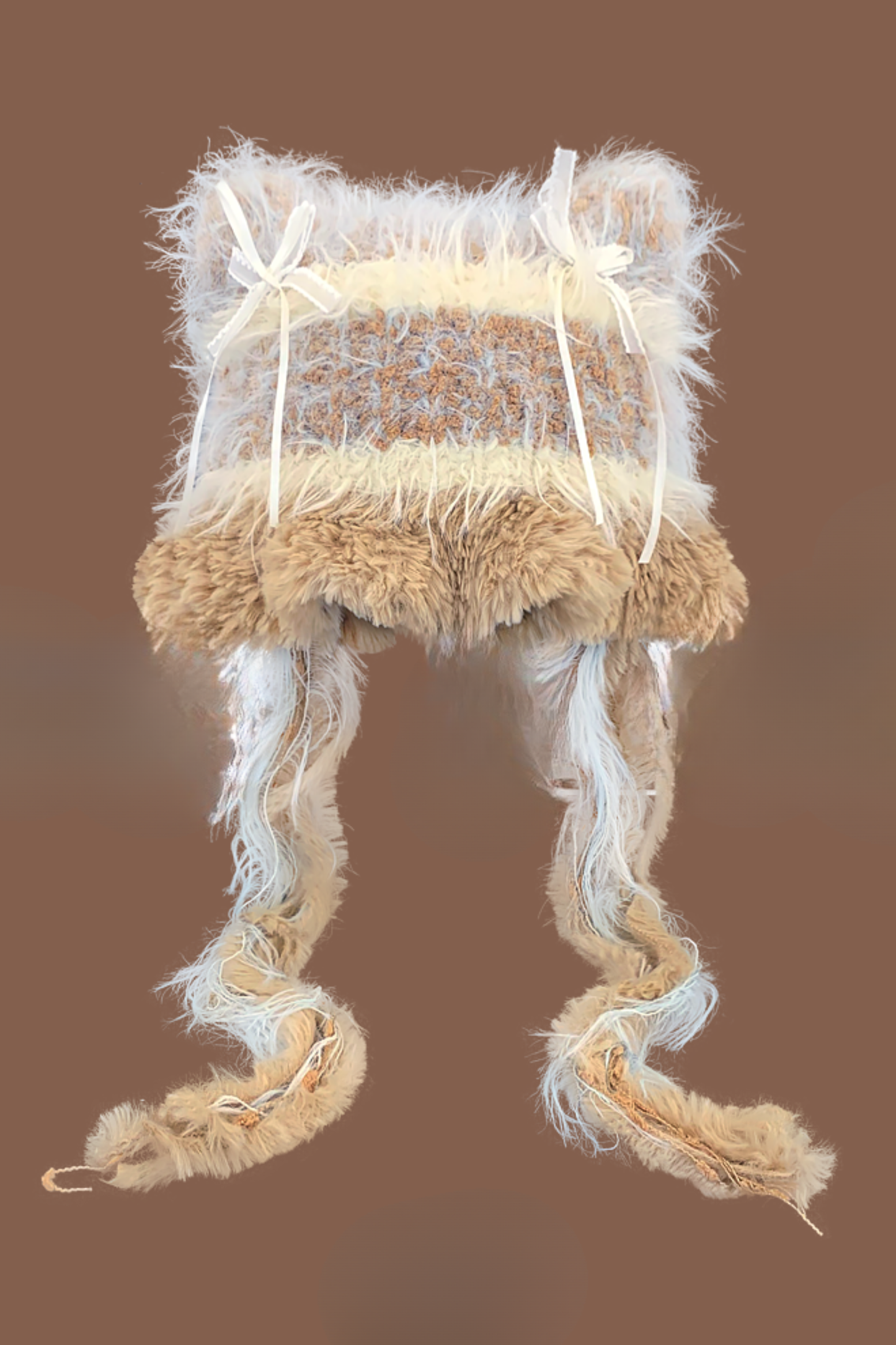 猫耳ファーフェイスプロテクターニット帽