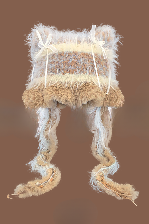 猫耳ファーフェイスプロテクターニット帽