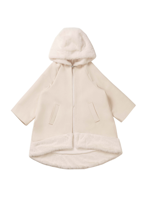 White Lovers Wool Fur Coat Check Suspenders Skirt + Snowball Short Top Fur Shorts Suit