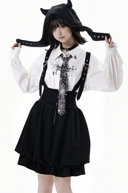 Dark Knight College vest + shirt + suspender skirt + pants + tie